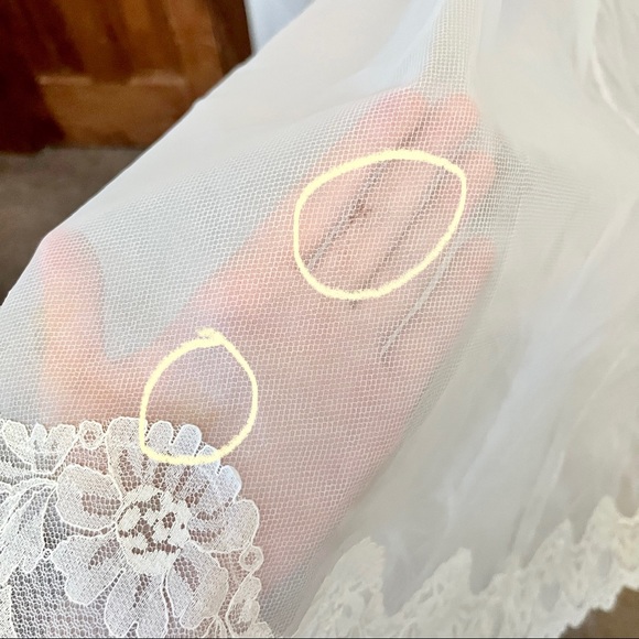 Vintage Union Made Wedding Dress & Vail - Picture 7 of 12